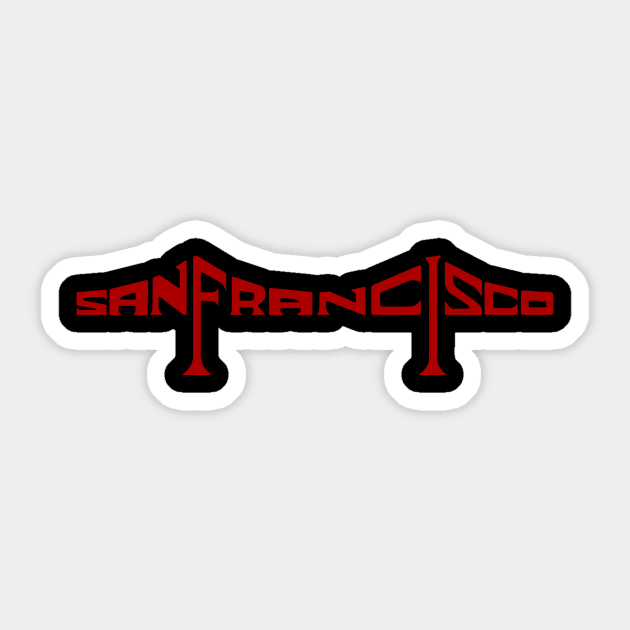 San Francisco Bridge 49ers Red Sticker by Fresh Fly Threads